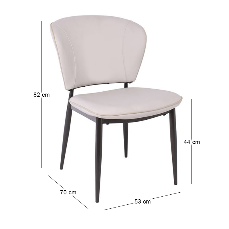 DIMA Chair Metal Black Paint/Pu Grey-Beige