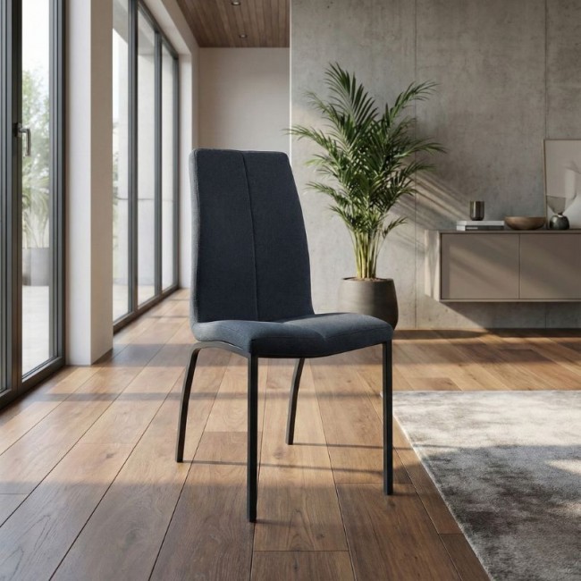 Fina Megapap fabric dining chair in anthracite color with black metal leg 43x58x95cm.