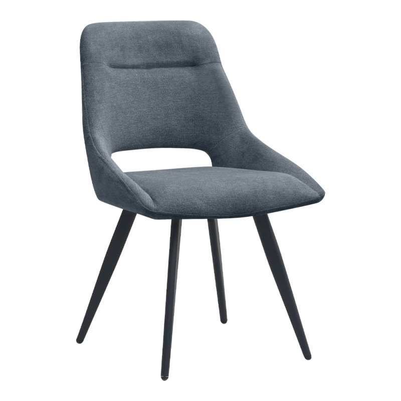 Firenze Megapap fabric dining chair in anthracite color with black metal legs 51x60x81cm.