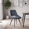 Firenze Megapap fabric dining chair in anthracite color with black metal legs 51x60x81cm.