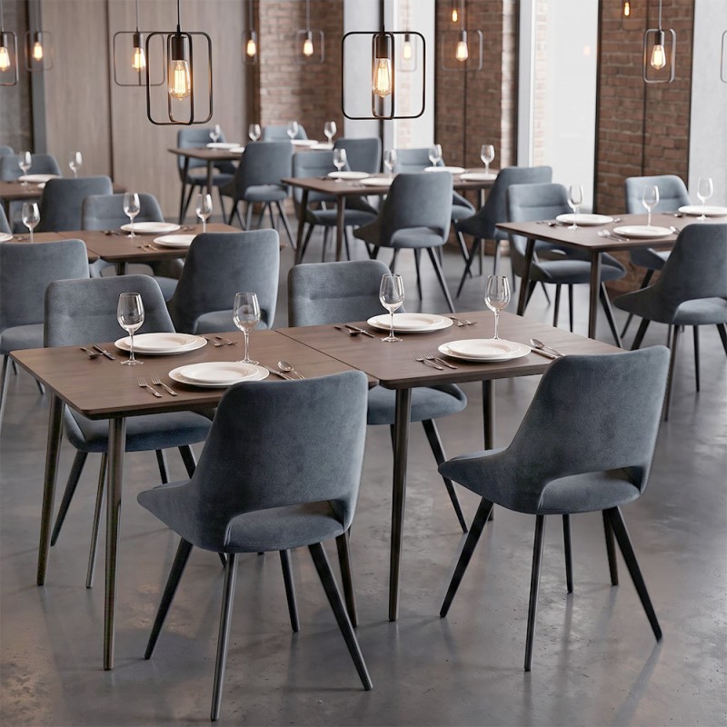 Firenze Megapap fabric dining chair in anthracite color with black metal legs 51x60x81cm.