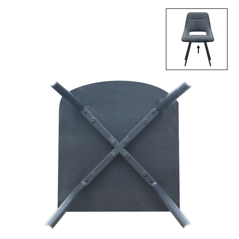 Firenze Megapap fabric dining chair in anthracite color with black metal legs 51x60x81cm.