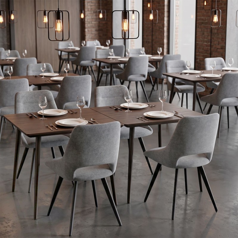 Firenze Megapap fabric dining chair in grey color with black metal legs 51x60x81cm.