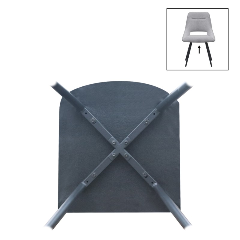 Firenze Megapap fabric dining chair in grey color with black metal legs 51x60x81cm.