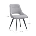 Firenze Megapap fabric dining chair in grey color with black metal legs 51x60x81cm.