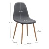 Iris Megapap fabric dining chair in grey color with oak metal leg 43x50x85cm.