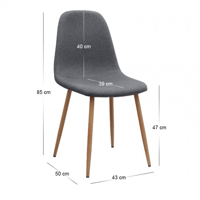 Iris Megapap fabric dining chair in grey color with oak metal leg 43x50x85cm.