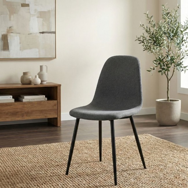 Iris Megapap fabric dining chair in grey color with black metal leg 43x50x85cm.