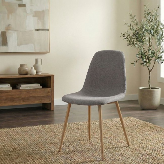 Iris Megapap fabric dining chair in beige color with oak metal leg 43x50x85cm.