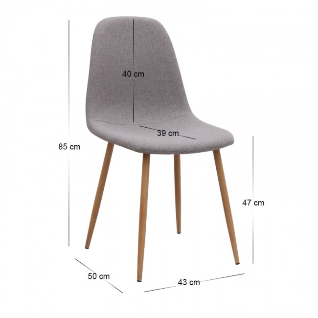 Iris Megapap fabric dining chair in beige color with oak metal leg 43x50x85cm.