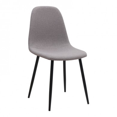 Iris Megapap fabric dining chair in beige color with black metal leg 43x50x85cm.