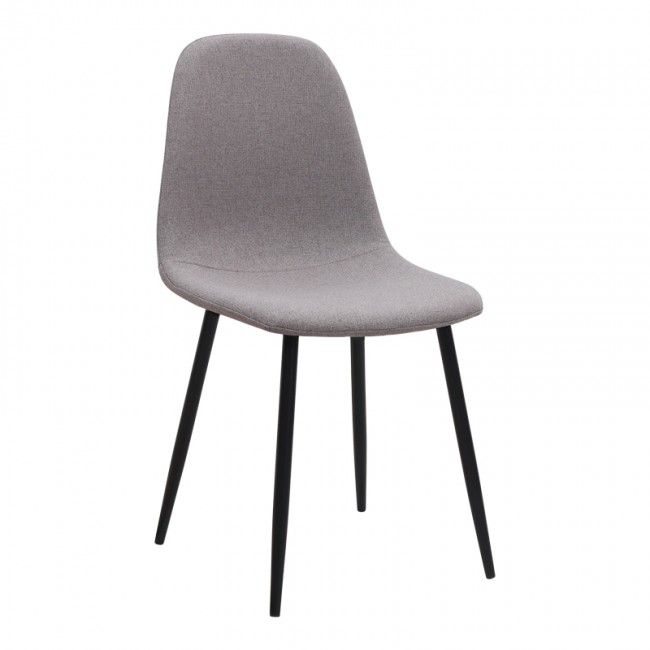 Iris Megapap fabric dining chair in beige color with black metal leg 43x50x85cm.