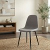 Iris Megapap fabric dining chair in beige color with black metal leg 43x50x85cm.