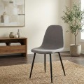 Iris Megapap fabric dining chair in beige color with black metal leg 43x50x85cm.