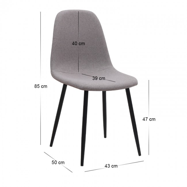 Iris Megapap fabric dining chair in beige color with black metal leg 43x50x85cm.