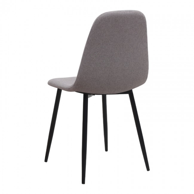Iris Megapap fabric dining chair in beige color with black metal leg 43x50x85cm.