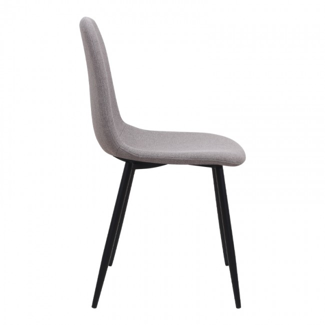 Iris Megapap fabric dining chair in beige color with black metal leg 43x50x85cm.
