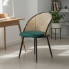 Jacob Megapap pe rattan - velvet dining chair in green color with black metal legs 52x50x77cm.