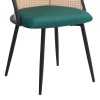 Jacob Megapap pe rattan - velvet dining chair in green color with black metal legs 52x50x77cm.