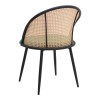 Jacob Megapap pe rattan - velvet dining chair in green color with black metal legs 52x50x77cm.