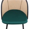Jacob Megapap pe rattan - velvet dining chair in green color with black metal legs 52x50x77cm.