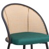 Jacob Megapap pe rattan - velvet dining chair in green color with black metal legs 52x50x77cm.
