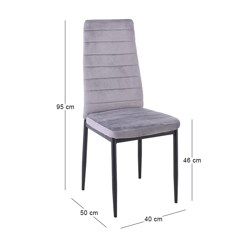 JETTA Chair Full K/D Velure Grey Fabric (Black paint)