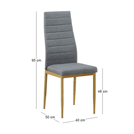 JETTA Chair Grey Fabric (Natural Wood Grain Metal)