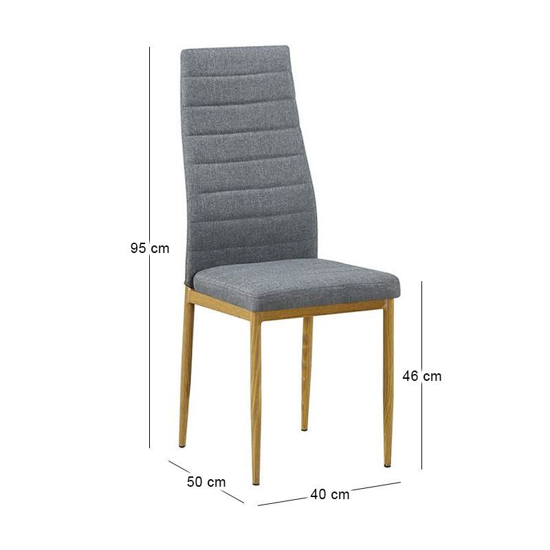 JETTA Chair Grey Fabric (Natural Wood Grain Metal)
