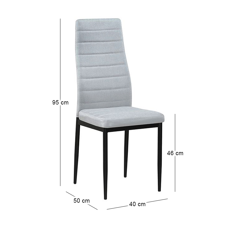 JETTA Chair Light Grey Fabric (Black paint)