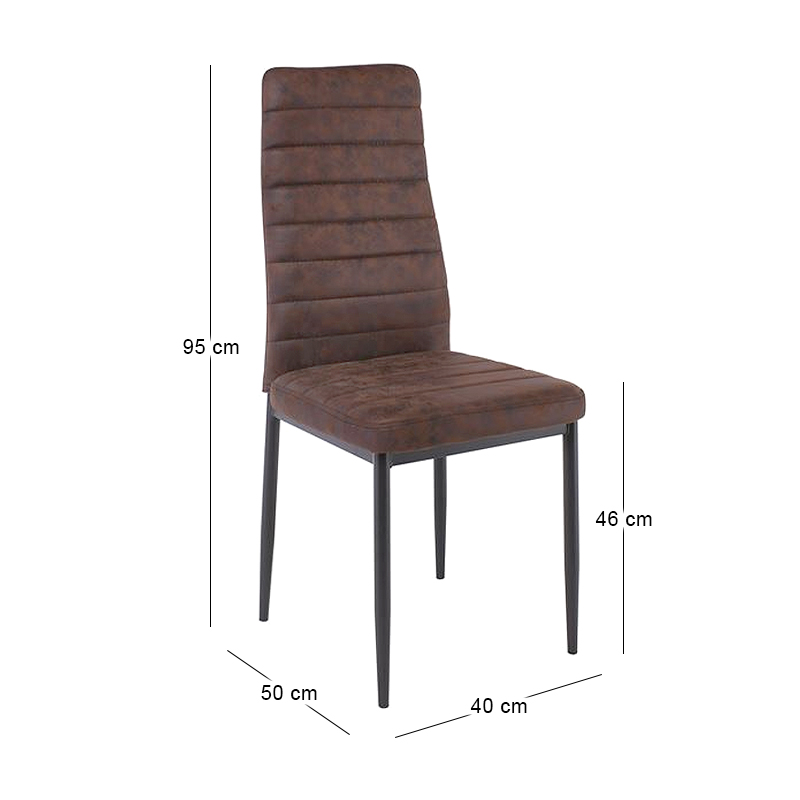 JETTA Chair Brown Suede Fabric (Black paint)