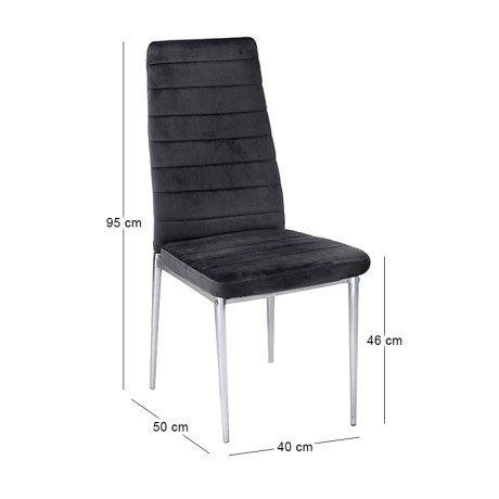 JETTA Chair Full K/D Velure Black Fabric (Chromed)