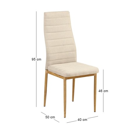 JETTA Chair Beige Fabric (Natural Wood Grain Metal)