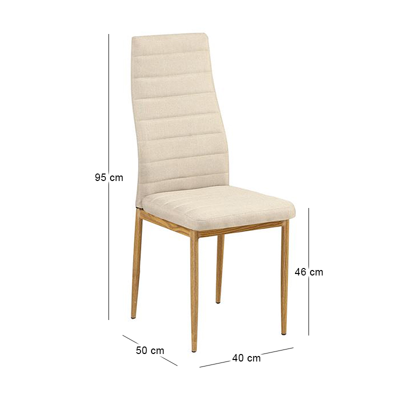 JETTA Chair Beige Fabric (Natural Wood Grain Metal)