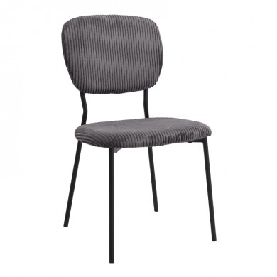Kevin Megapap fabic dining chair in grey color with black metal legs 48x51x87cm.