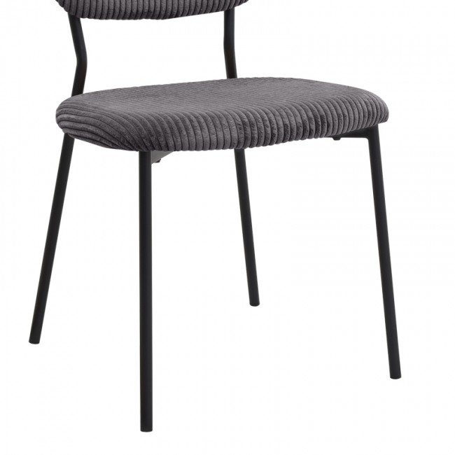 Kevin Megapap fabic dining chair in grey color with black metal legs 48x51x87cm.