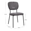 Kevin Megapap fabic dining chair in grey color with black metal legs 48x51x87cm.