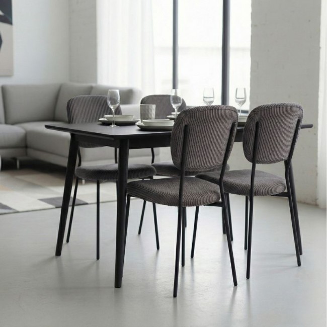 Kevin Megapap fabic dining chair in grey color with black metal legs 48x51x87cm.