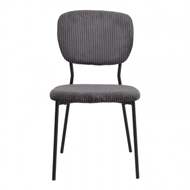 Kevin Megapap fabic dining chair in grey color with black metal legs 48x51x87cm.