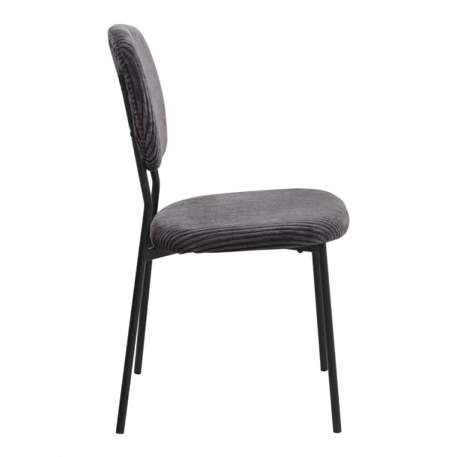 Kevin Megapap fabic dining chair in grey color with black metal legs 48x51x87cm.