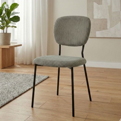 Kevin Megapap fabic dining chair in olive color with black metal legs 48x51x87cm.