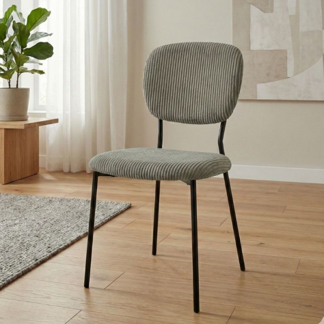 Kevin Megapap fabic dining chair in olive color with black metal legs 48x51x87cm.