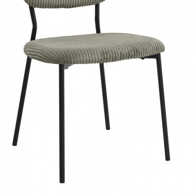 Kevin Megapap fabic dining chair in olive color with black metal legs 48x51x87cm.