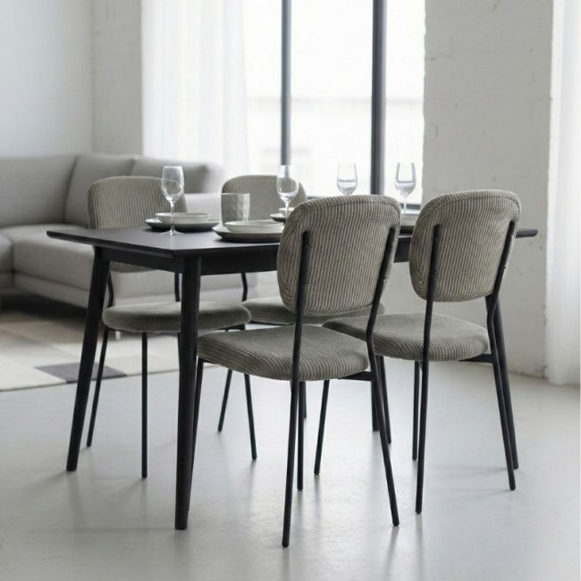 Kevin Megapap fabic dining chair in olive color with black metal legs 48x51x87cm.