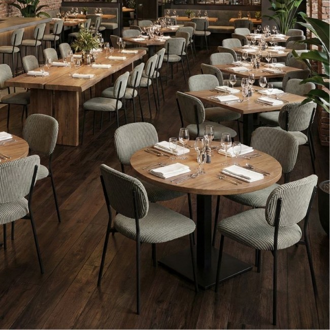 Kevin Megapap fabic dining chair in olive color with black metal legs 48x51x87cm.