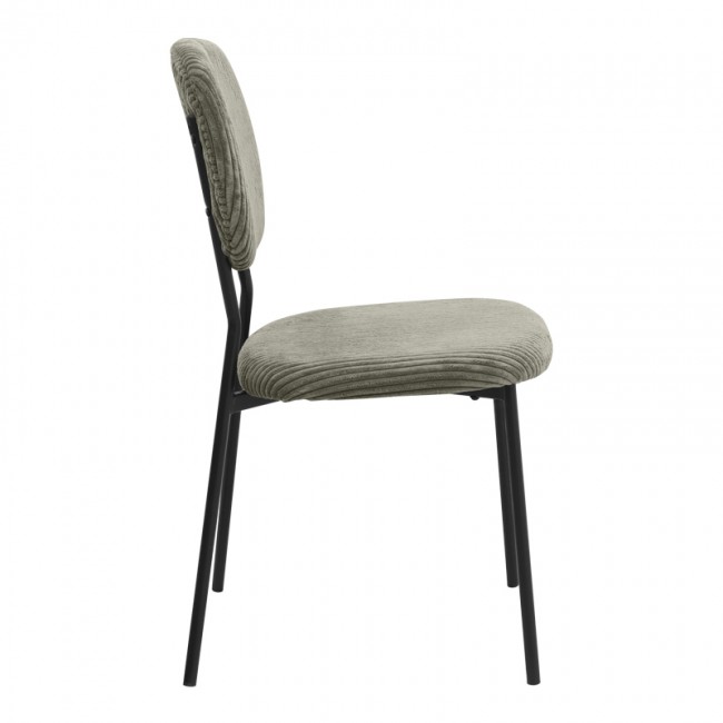 Kevin Megapap fabic dining chair in olive color with black metal legs 48x51x87cm.