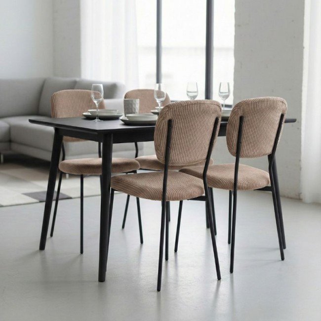 Kevin Megapap fabic dining chair in mocha color with black metal legs 48x51x87cm.