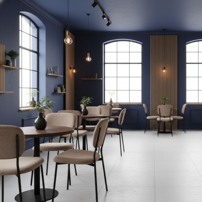 Kevin Megapap fabic dining chair in mocha color with black metal legs 48x51x87cm.