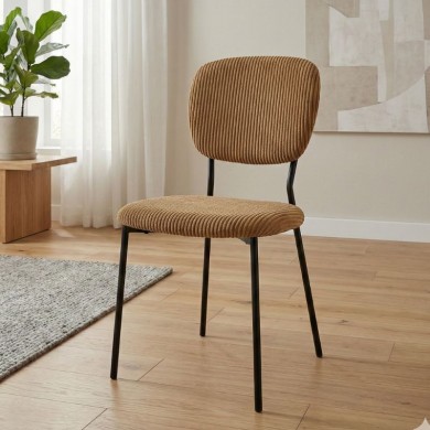 Kevin Megapap fabic dining chair in yellow color with black metal legs 48x51x87cm.