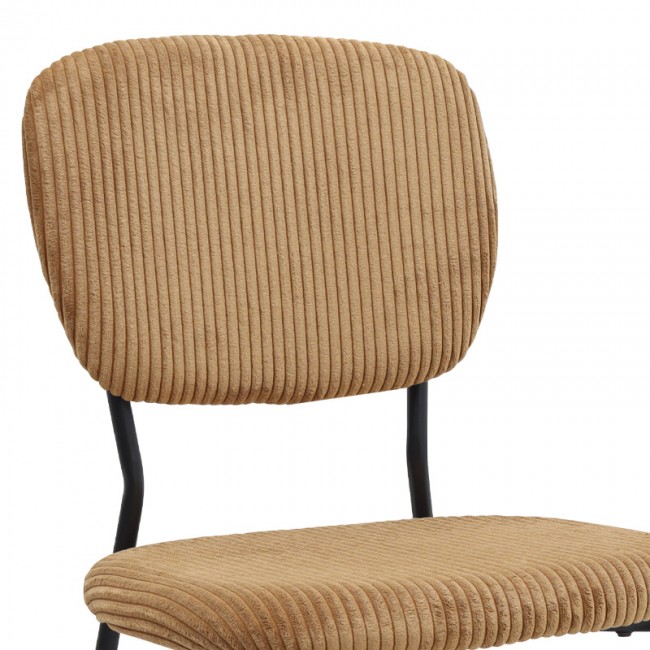 Kevin Megapap fabic dining chair in yellow color with black metal legs 48x51x87cm.